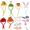 12pcs Desk Goose Accessories, 6 Mini Porch Goose Glasses and 6 Mini Knitted Hats for Statue Decor & 7in/17.78cm Office Desk Geese Accessories view 1