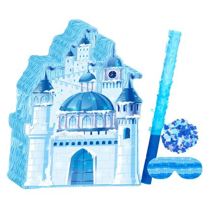 Princess Winter Pinata for Girl Birthday Party Wonderland Themed Christmas Decorations Blue Ice Castle Piatas(Blue)