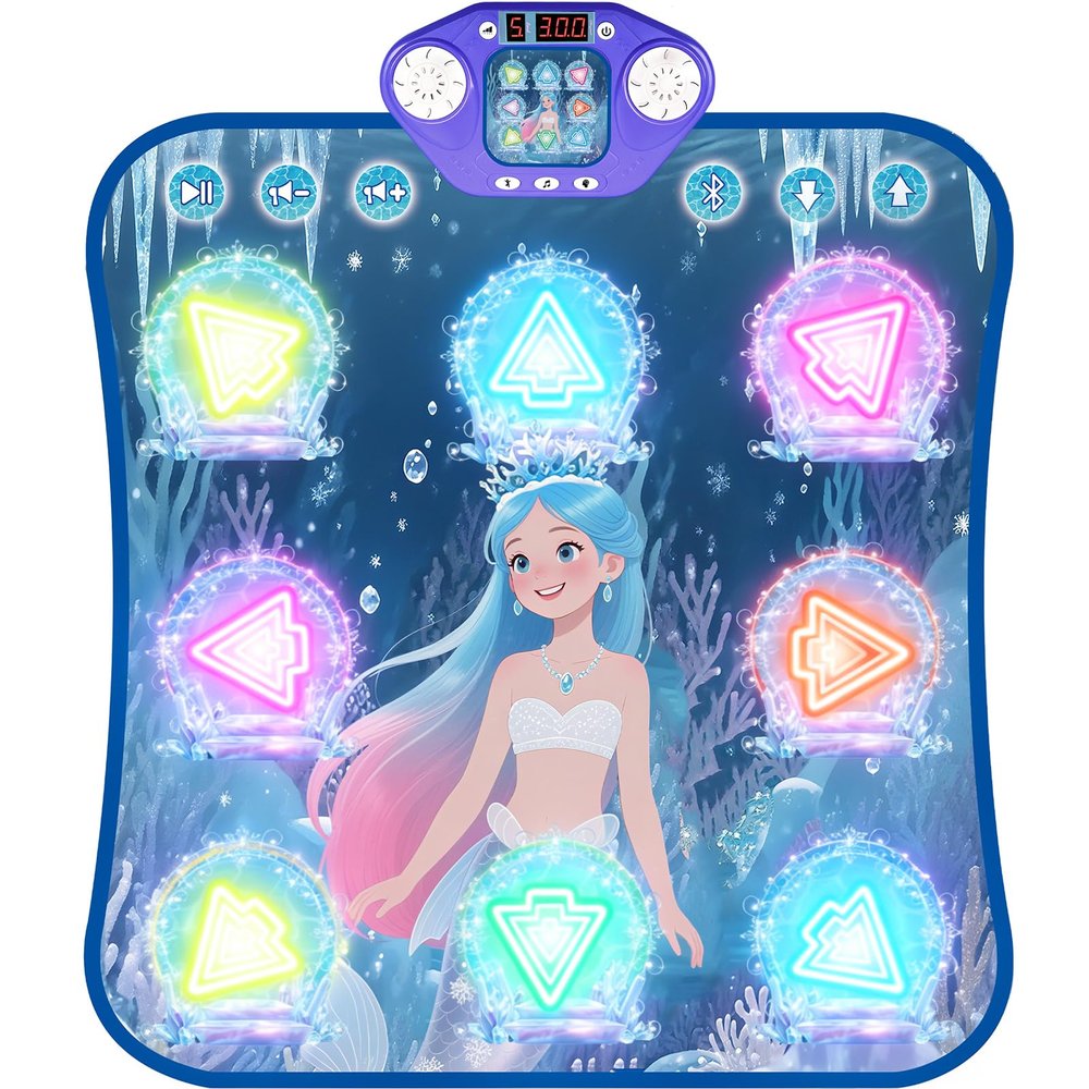 Dance Mats for Girls 4-8, Electronic Dance Mats with LED Light & Wireless Bluetooth, Kids Dance Mat, Girls Dance Mat, Dancing Mat, Music Dance Toy with 3 Game Modes, Develops Hand-Eye Coordination