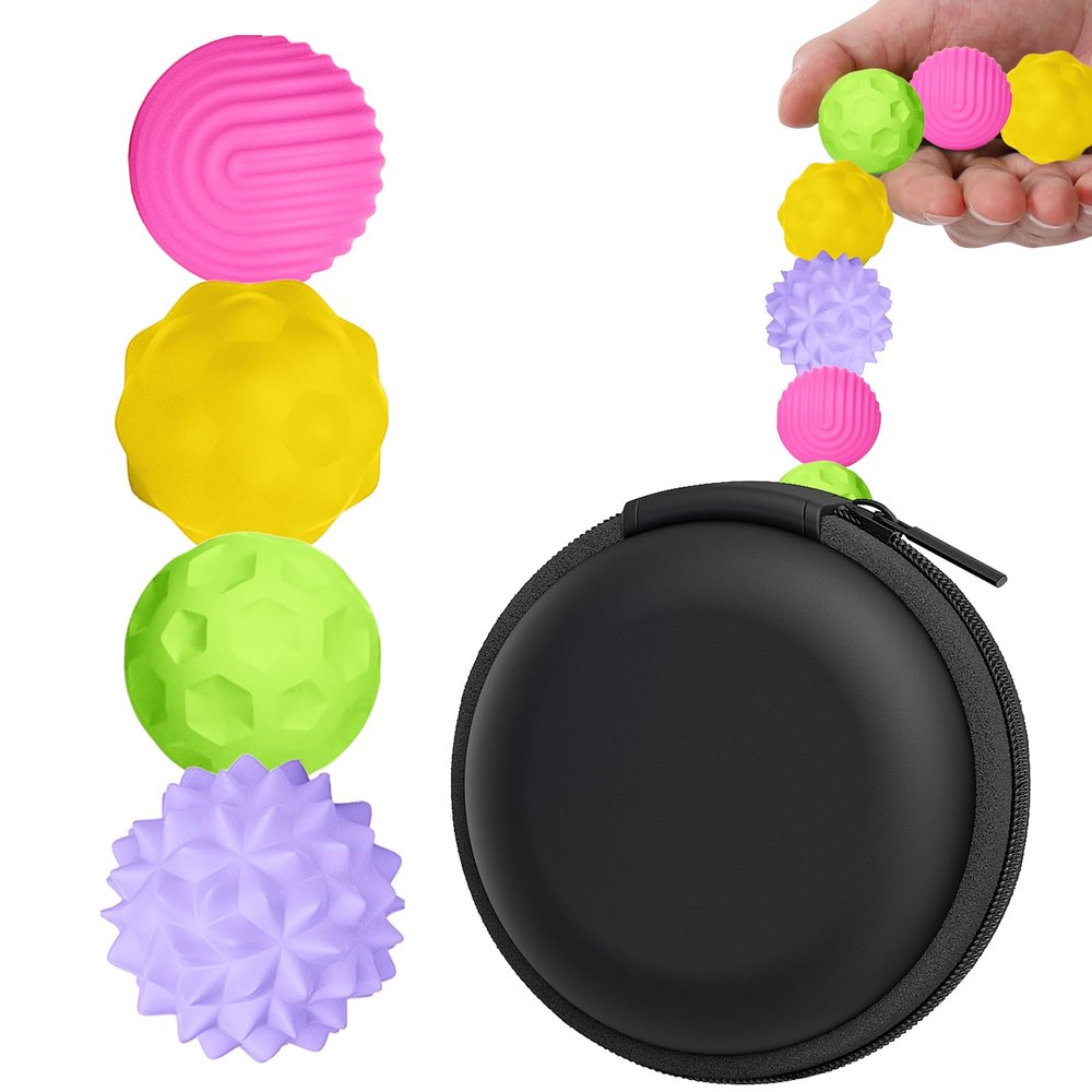 BUSOHA Silicone Fidget Balls - 4 Pack New Fidget Toys Stress Balls for Adults Sensory Stone Travel Toys for Calming,Autism and ADHD,Gifts for Teens