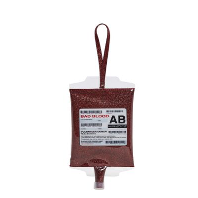 Dolls Kill Virgin Blood Drip Wristlet by Trickz N Treatz Red Glitter Vinyl Blood Bag Purse, One Size