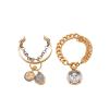 ZYIBPMSJKQCFK Punk Metal 2-Piece Retro Women'S Bracelet Set,golden,19.5cm view 1