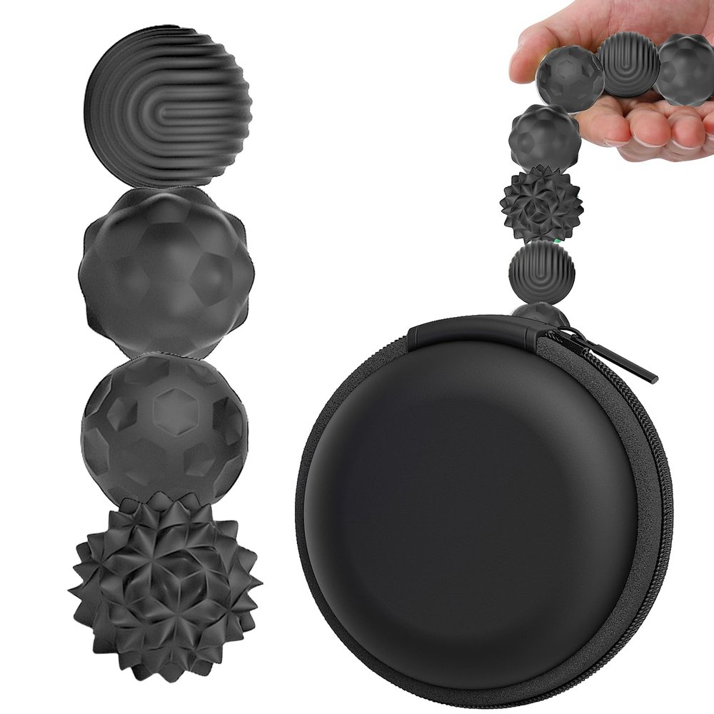 BUSOHA Silicone Fidget Balls - 4 Pack Fidget Toys Stress Balls for Adults Sensory Stone Travel Toys for Calming,Autism and ADHD,Gifts for Teens
