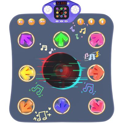 Dance Mat Toys for 3-12 Year Old Kids,Bluetooth Dance Pad with Light-Up 8 Keys,Interactive Dance Game with 4 Modes,Non-Slip & Built-in Music,Christmas Birthday Gift for Girls,Boys,Blue