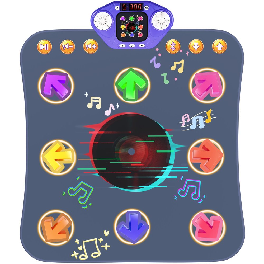 Dance Mat Toys for 3-12 Year Old Kids,Bluetooth Dance Pad with Light-Up 8 Keys,Interactive Dance Game with 4 Modes,Non-Slip & Built-in Music,Christmas Birthday Gift for Girls,Boys,Blue