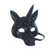 Half Face Unicorn Mask,Realistic Unicorn Head Mask,Spoof Animal Costume for Halloween Christmas Role-Play Party (Black) view 1