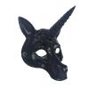 Half Face Unicorn Mask,Realistic Unicorn Head Mask,Spoof Animal Costume for Halloween Christmas Role-Play Party (Black) view 3