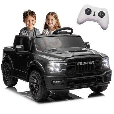 24V 160W Licensed RAM 2500 Ride on Toy for Big Kids, 2 Seater Ride On Car with Remote Controll, Ride on Truck w/4-Wheel Suspension, Truck Bed Storage, Dual-Speed Modes, Soft Start & Stop (Black)
