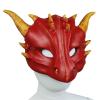 Half Face Dragon Mask,Realistic Dragon Head Mask,Funny Animal Headgear for Halloween Christmas Role-Play Party (Red) view 3
