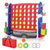 Giant 4 in a Row Game,Adjustable Height Board Jumbo 4-in-a-Row Game with Quick-Release Slider,Mini Basketball,Golf & Ring Toss Set for Family Party, Outdoor & Indoor view 1