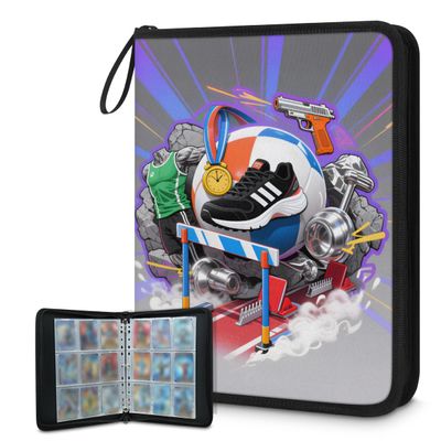 Cmizedevise Track and Field 9 Pocket Trading Card Binder, Card Binder Holder Fits 900 Cards With 50 Sleeves, Portable Collection Card Ablum for TCG, Sports Cards