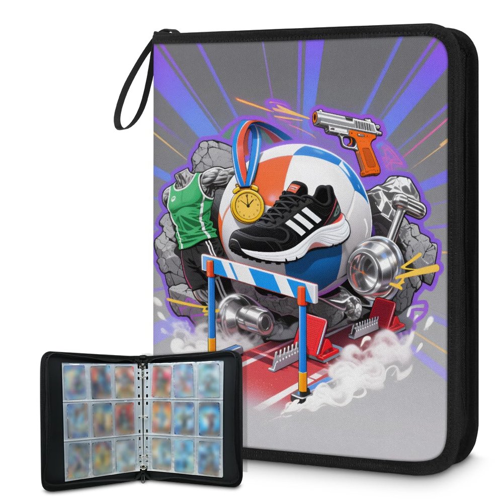 Cmizedevise Track and Field 9 Pocket Trading Card Binder, Card Binder Holder Fits 900 Cards With 50 Sleeves, Portable Collection Card Ablum for TCG, Sports Cards
