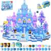 200 PCS Magnetic Blocks, Light Up & Transparent Magnetic Building Block for Blue Snow Princess Castle, Magnet Cubes Frozen Toys for Girls Ages 3 4-8 8-12 Birthdays Valentines Day Gift for Kids view 1