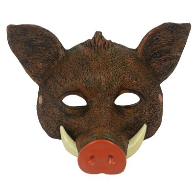 Half Face Wild Boar Mask,Realistic Wild Boar Head Mask,Funny Animal Head Masks for Halloween Christmas Role-Play Party (Brown)