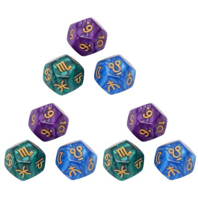 12 Sided Dice Set Durable Strong Plastic Polyhedral Dice for Board Games Teaching Classroom Activities 9 Pieces Blue Purple Green