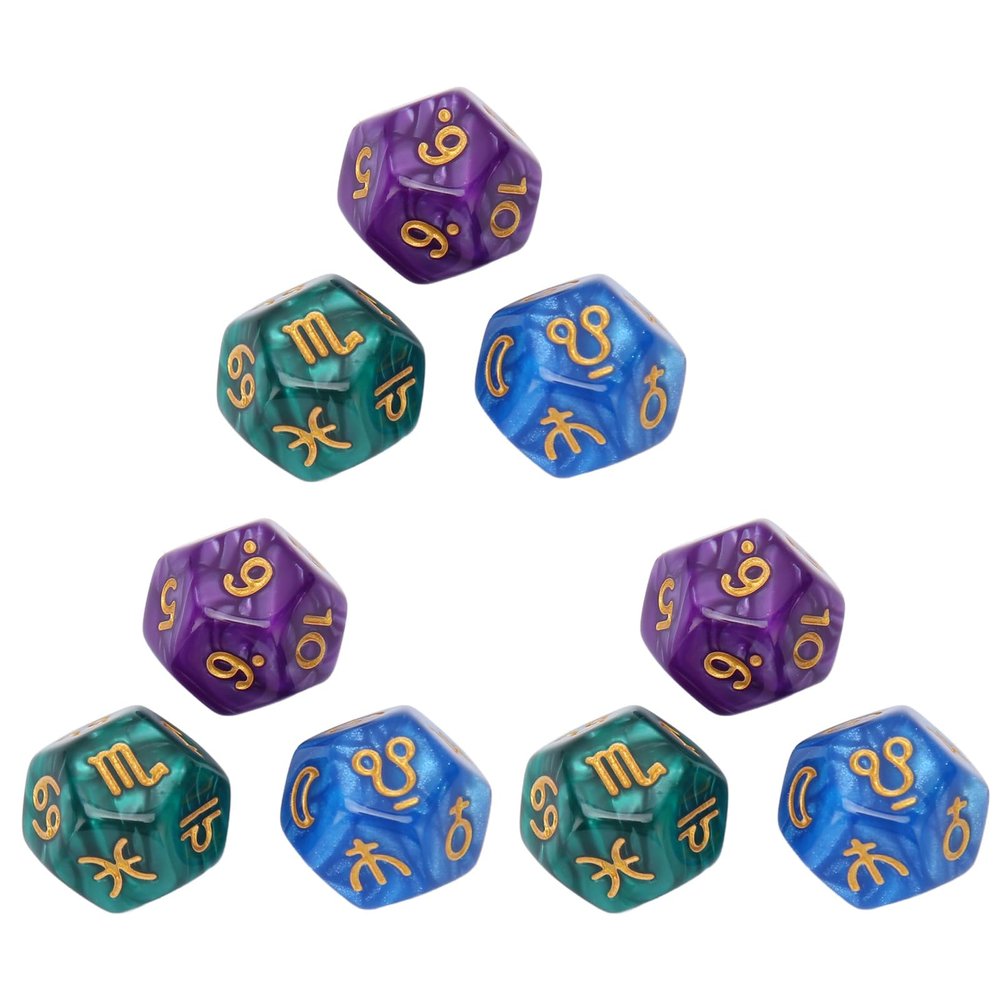 12 Sided Dice Set Durable Strong Plastic Polyhedral Dice for Board Games Teaching Classroom Activities 9 Pieces Blue Purple Green