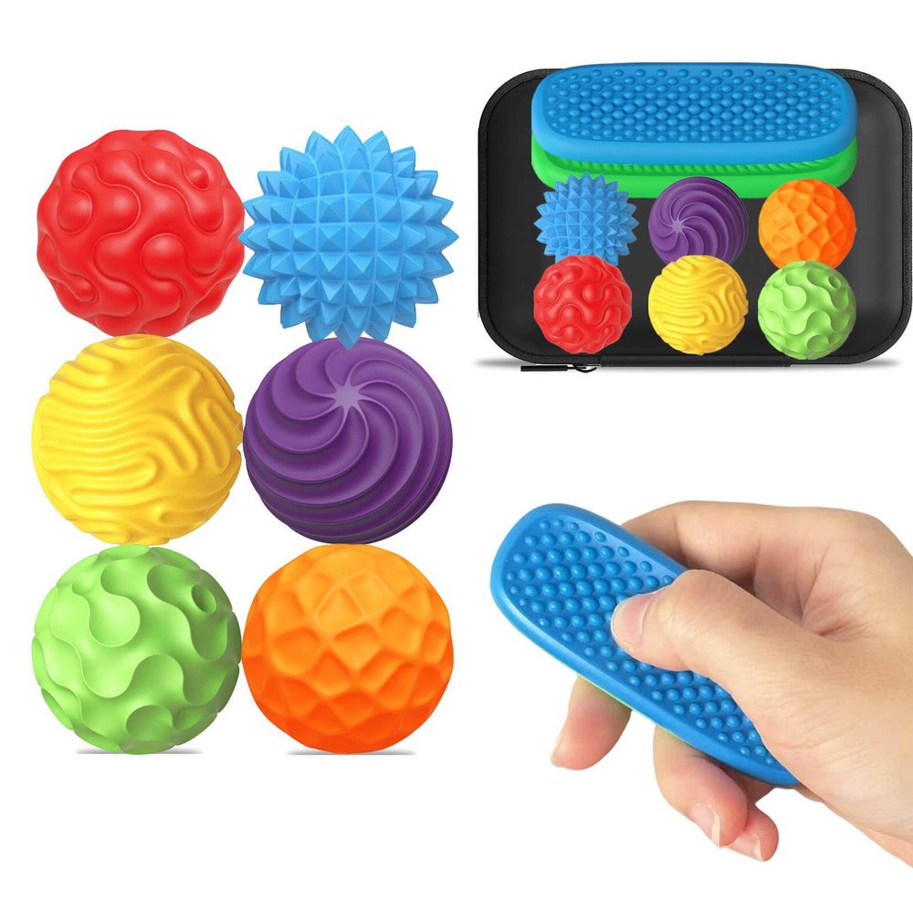 Fidget Toys Silicone Magnetic Balls & Sensory Stones, 8 PCS Stress Relief Sensory Toys for Autism ADHD Anxiety, Office Desk Toys, Stocking Stuffers for Adults Teens