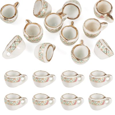 Magibeads 12Pcs Miniature Ceramic Tea Cup for Dollhouse 16x12mm Porcelain Mini Coffee Cup Charms Set for Micro Landscape Garden Tea Party Playhouse Ornaments DIY House Scene