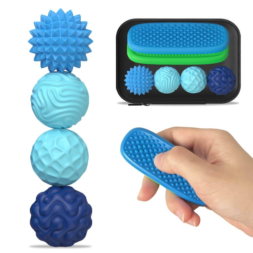 Fidget Toys Adults Silicone Magnetic Balls & Sensory Stones, 6 PCS Stress Relief Sensory Toys for Autism ADHD Anxiety, Office Desk Toys, Stocking Stuffers for Adults Teens