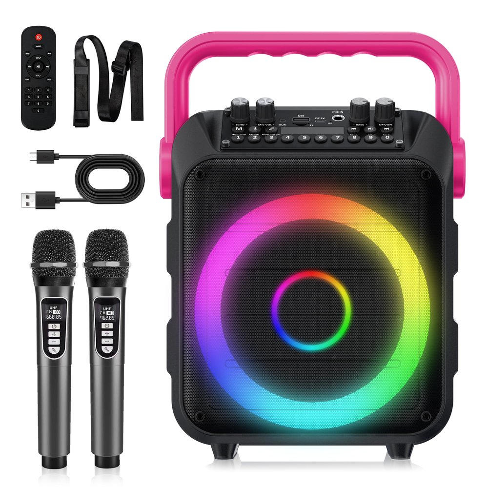 Kids Karaoke Machine with 2 Microphones, Home Entertainment System for Children, Portable Singing Equipment
