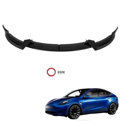 3Pcs Front Bumper Lip Spoiler Plastic Glossy Black Replacement for Model Y 2020 2021 2022 2023 2024