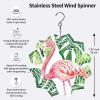 3D Metal Wind Spinner for Outdoor Garden Decor, 8 inch Kinetic Hanging Ornament with Hook, Flamingo Design, Durable Stainless Steel Yard Art for Patio, Lawn, Porch, Balcony view 2