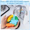 Costzon Kids Kitchen Playset, Large Wooden Chef Cooking Toy Set w/Real Sounds & Lights, Microwave, Blackboard, Oven, Ice Maker, Dishwasher, Utensils, Play Kitchen for Kids Ages 3+ (Silvey) view 4