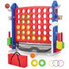 Giant 4 in a Row Game,Adjustable Height Board Jumbo 4-in-a-Row Game with Quick-Release Slider,Mini Basketball,Golf & Ring Toss Set for Family Party, Outdoor & Indoor view 1