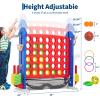 Giant 4 in a Row Game,Adjustable Height Board Jumbo 4-in-a-Row Game with Quick-Release Slider,Mini Basketball,Golf & Ring Toss Set for Family Party, Outdoor & Indoor view 2
