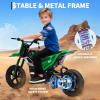 24V 350w Kids Motorcycle, 13.67 Mph Max Speed Kids Electric Bike, Dirt Bike with Rear Wheel Suspension, Music, 12 Miles Range, Twist Grip Throttle, Metal Suspension, Rubber Tire, Leather Seats, Green view 4