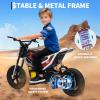 24V 350w Kids Motorcycle, 13.67 Mph Max Speed Kids Electric Bike, Dirt Bike with Rear Wheel Suspension, Music, 12 Miles Range, Twist Grip Throttle, Metal Suspension, Rubber Tire, Leather Seats, White view 4
