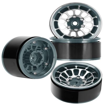 BRCatWPark RC 1.55 Beadlock Wheels Rims for 1/10 Tamiya AX90069 D90 TF2 CC01 CC02 RC Crawler Car,4Pcs Aluminum Alloy Rims,Titanium