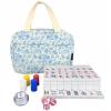 bestcool Mahjong Tile Set, American Mahjong Set with Floral Quilted Carrying Bag, 166 White Tiles, Includes Chips & Dice Portable Travel Complete Mahjong Set for Adults & Beginners (Floral White-M) view 1