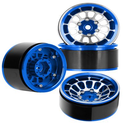 BRCatWPark RC 1.55 Beadlock Wheels Rims for 1/10 Tamiya AX90069 D90 TF2 CC01 CC02 RC Crawler Car,4Pcs Aluminum Alloy Rims,Navy Blue