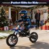 49CC 2-Stroke Kids Dirt Bike, Mini Bike Gas Powered for Kids & Adults Pocket Motorcycle Off-Road Motorcycle with Front Rear Disc Brakes Load 330 LBS for Outdoor Blue view 2
