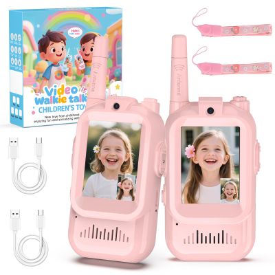 BlueFire Kids Walkie Talkies with Video  Screen Display Toy Radios with Voice Effects, One-on-One Pairing, Long Range  Birthday Toys Gifts for Boys & Girls Ages 312 (Pink)