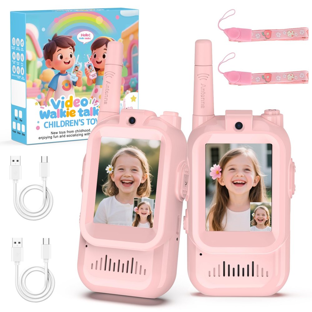 BlueFire Kids Walkie Talkies with Video  Screen Display Toy Radios with Voice Effects, One-on-One Pairing, Long Range  Birthday Toys Gifts for Boys & Girls Ages 312 (Pink)