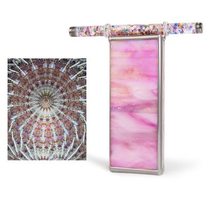 6" Pink Pearl Seashell Kaleidoscope With 2 Pieces Glitter Wand,Handmade Tiffany Stained Glass Kaleidoscope For Adults,Gift Box,Anniversary Birthday Christmas New Year Valentine's Day Present Gift