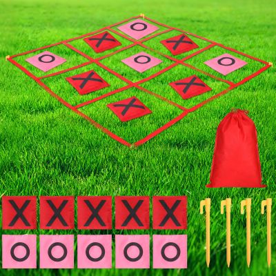 Soulchen Valentine's Day Giant Tic Tac Toe Game with Bean Bag Toss and Storage Bag Outdoor Galentines Valentines Games for Adults Couple Family Large Outside Lawn Yard Carnival Party Supplies