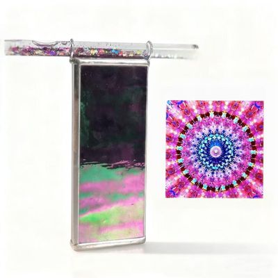 6" Purple Pearl Seashell Kaleidoscope With 2 Pieces Glitter Wand,Handmade Tiffany Stained Glass Kaleidoscope For Adults,Gift Box,Anniversary Birthday Christmas New Year Valentine's Day Present Gift