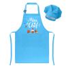 XLSXEXCL Kids Apron and Chef Hat Set, Mini Chef Funny Apron Adjustable Kitchen Apron for Boys and Girls for Cooking Baking Painting and Training (Blue) view 1