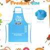 XLSXEXCL Kids Apron and Chef Hat Set, Mini Chef Funny Apron Adjustable Kitchen Apron for Boys and Girls for Cooking Baking Painting and Training (Blue) view 2