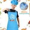 XLSXEXCL Kids Apron and Chef Hat Set, Mini Chef Funny Apron Adjustable Kitchen Apron for Boys and Girls for Cooking Baking Painting and Training (Blue) view 4