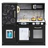 Costzon Kids Kitchen Playset, Wooden Pretend Cooking Toy Set w/Real Sound, Large Blackboard, Telephone, Microwave, Ice Maker, Dishwasher, Oven, Storage Space, Play Kitchen for Kids Ages 3+ (Black) view 1