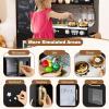Costzon Kids Kitchen Playset, Wooden Pretend Cooking Toy Set w/Real Sound, Large Blackboard, Telephone, Microwave, Ice Maker, Dishwasher, Oven, Storage Space, Play Kitchen for Kids Ages 3+ (Black) view 3