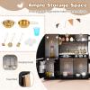 Costzon Kids Kitchen Playset, Wooden Pretend Cooking Toy Set w/Real Sound, Large Blackboard, Telephone, Microwave, Ice Maker, Dishwasher, Oven, Storage Space, Play Kitchen for Kids Ages 3+ (Black) view 4