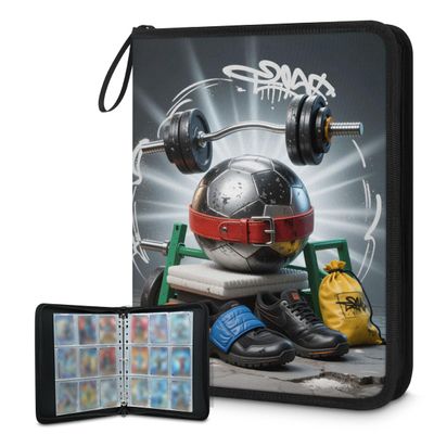 Cmizedevise Fitness Dumbbells 9 Pocket Trading Card Binder, Card Binder Holder Fits 900 Cards With 50 Sleeves, Portable Collection Card Ablum for TCG, Sports Cards