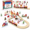 Wooden Train Set, Train Track for Toddlers 3-5, Wooden Tracks Kids Girls Boys Toys, 42Pcs Trains Toy Set for 3 4 5 6 Year Old Compatible with Thomas, Brio view 1