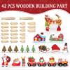 Wooden Train Set, Train Track for Toddlers 3-5, Wooden Tracks Kids Girls Boys Toys, 42Pcs Trains Toy Set for 3 4 5 6 Year Old Compatible with Thomas, Brio view 2