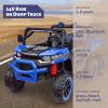 24V 2 Seater Ride On Dump Truck 6X6 Wheels with Electric Dump Bed, Electric UTV with Remote Control, Shovel, Music Player for Girls or Boys (Blue) view 4